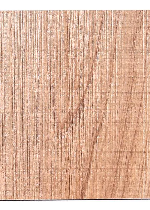 Macro close-up of the T3D Weathered texture pattern cross-scored into alder, a lighter and warmer species than the white oak version. Photo from t-three-d.myshopify.com.