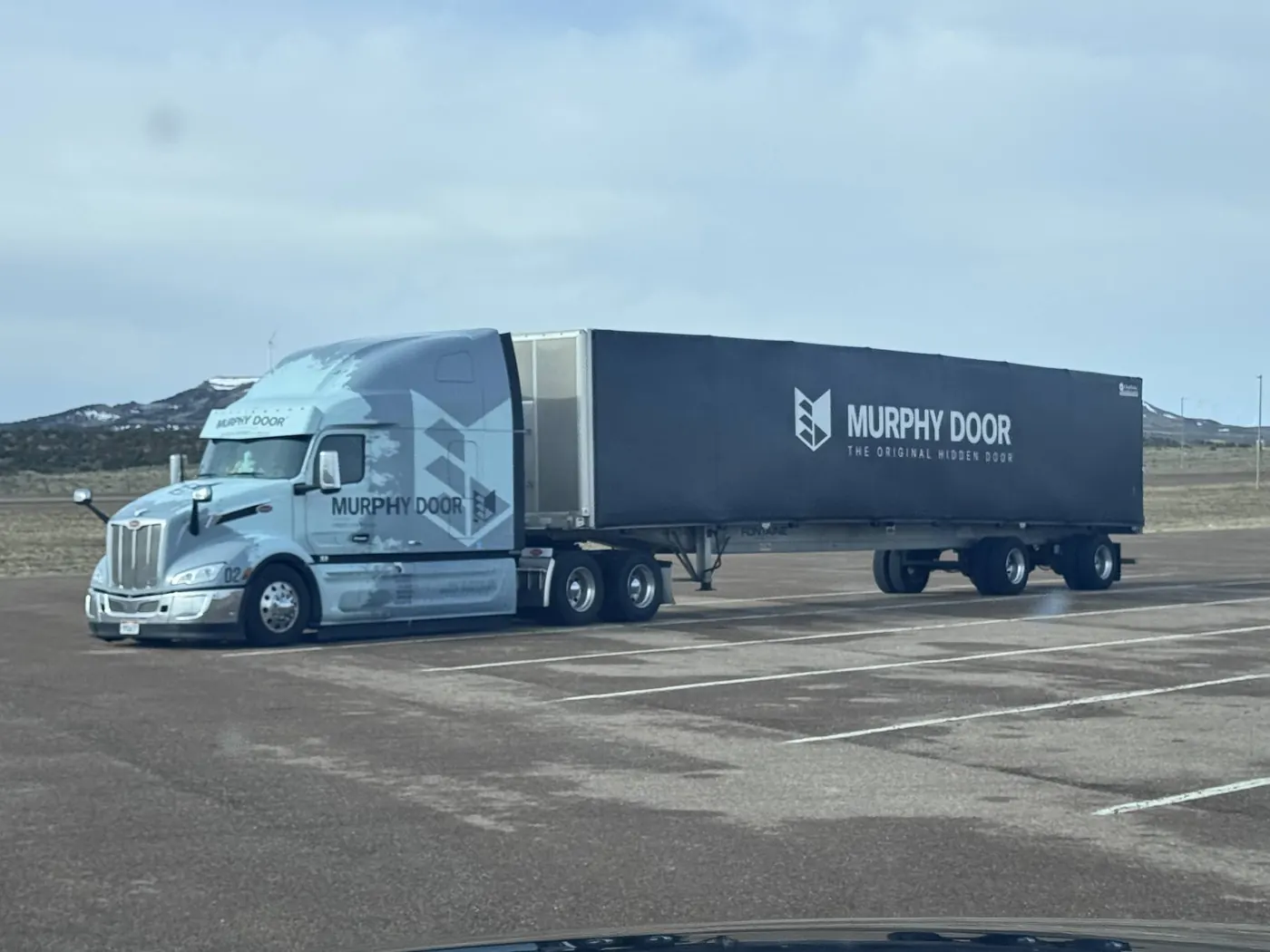 A Murphy Door® semi truck on the road. Photo provided by Jeremy Barker.